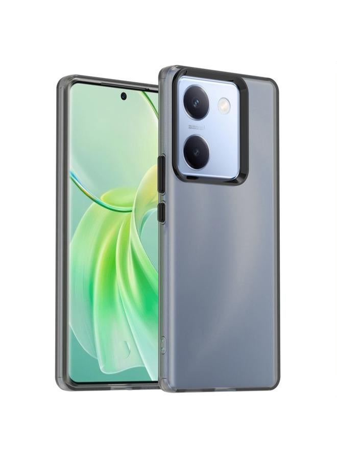 جراب هاتف مقاوم للصدمات من مادة TPU هجينة Candy PC لهاتف Vivo Y200 Pro (أسود)