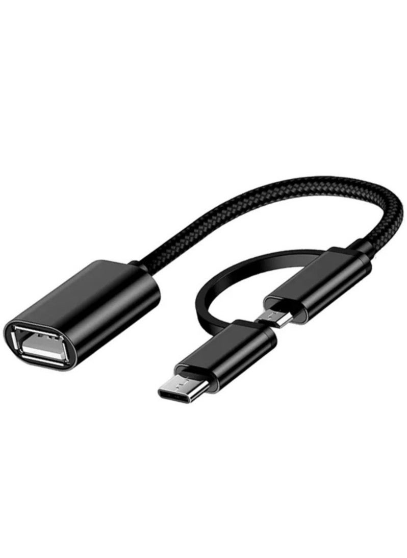 Generic 2 in 1 OTG Adapter Converter Cable Micro-USB And USB-C to USB 3.0 For Mobile Phone, Laptop, Tablet And PC  - Image 1