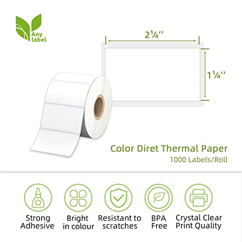 Anylabel 2.25" x 1.25" White Direct Thermal Labels, Replacement for Self-Adhesive Address Shipping Barcode Thermal Stickers, Compatible with Rollo & Zebra Thermal Label Printer(1 Roll, 1000 Labels) - Image 2