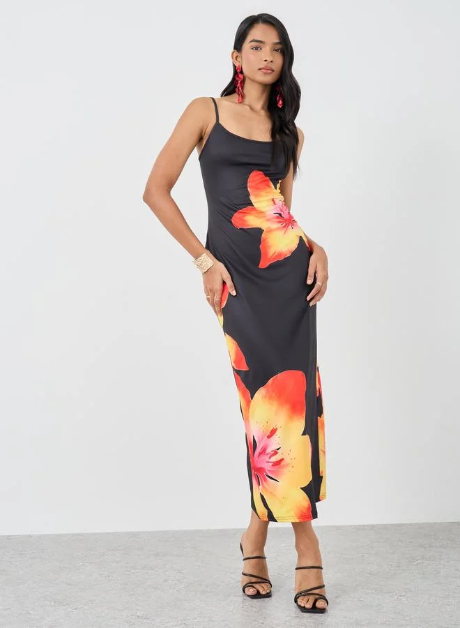 Take Two Take Two Floral Print Strappy Casual Midi Dress