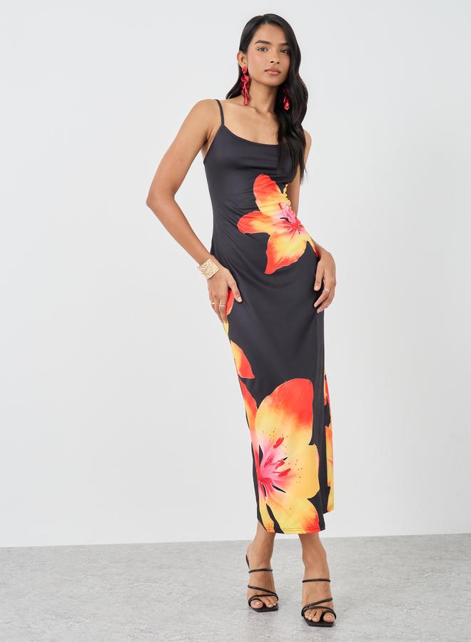 Take Two Floral Print Strappy Casual Midi Dress - Image 1
