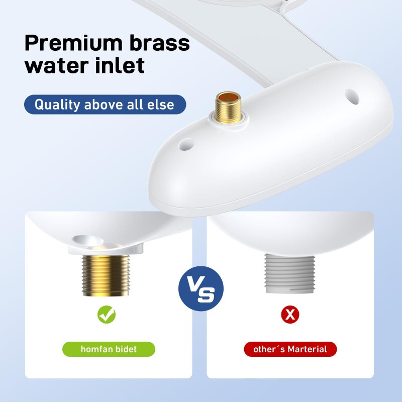 Homfan Toilet Bidet Attachment, Non-Electric Dual Nozzle (Feminine/Bidet Wash), Self-Cleaning Fresh Cold Water Sprayer Bidets for Toilets with Adjustable Water Pressure (Dual Knob, Chrome) - Image 5