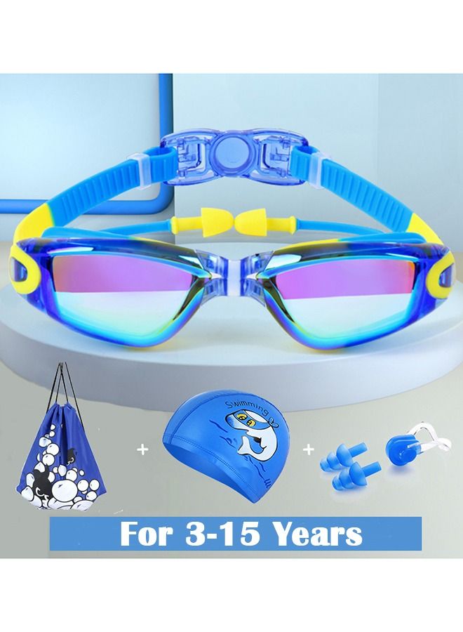 Taiahiro 5 in 1 Kids Swimming Suits,Boys and Girls Swim Goggles Nose Clip Earplugs Swimming Cap Set - Image 1