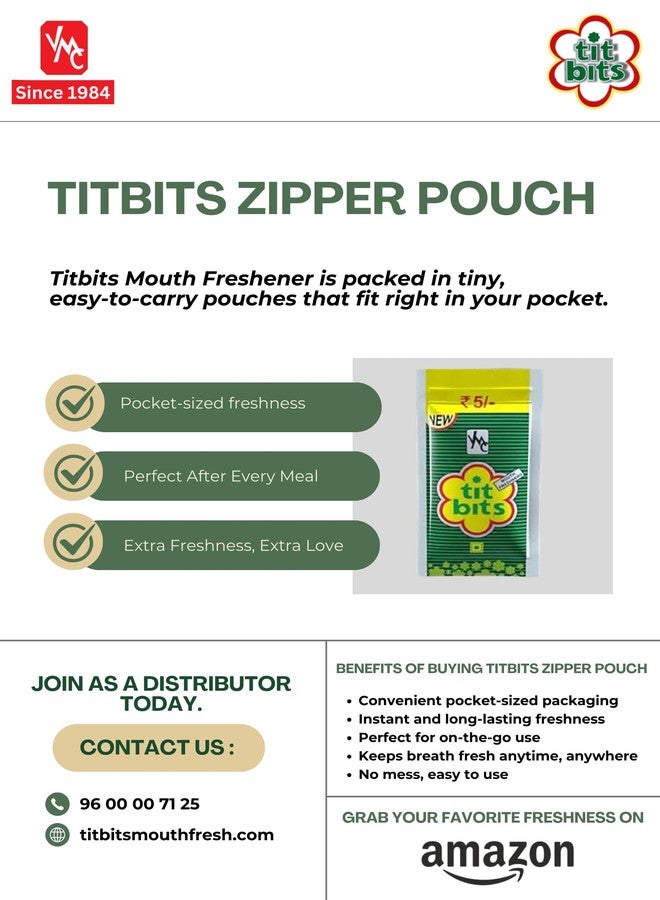 Titbits Digestive Hygiene Zipper Mouth Freshener Pack - Paan Flavor (24 pcs per pack, Pack of 3) with 3 Hangers - Image 3