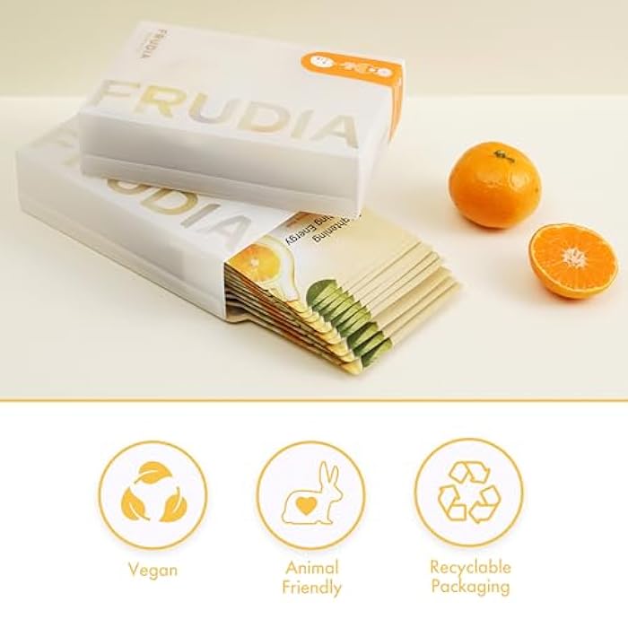 FRUDIA Citrus Clarifying Mask (10 Pack), Vitamin C Korean Face Mask with 46% Mandarin Peel Extract, Vegan Vitamin C & Mela-Zero for Brightening & Dark Spot Treatment - Image 5