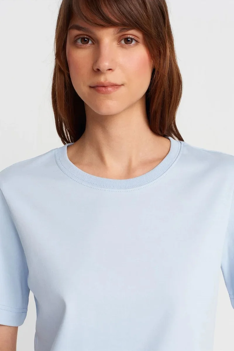 Dilvin Baby Blue DILVIN Women's Cotton Crew Neck T-Shirt for Women | Best Price UAE