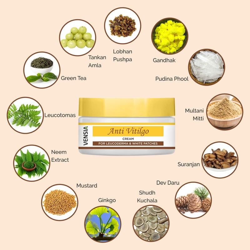 VENSIA Anti Vitiligo Cream  Super Effective on Vitiligo White Patches Discoloration of Skin Scar Removal 50 Gram - Image 5