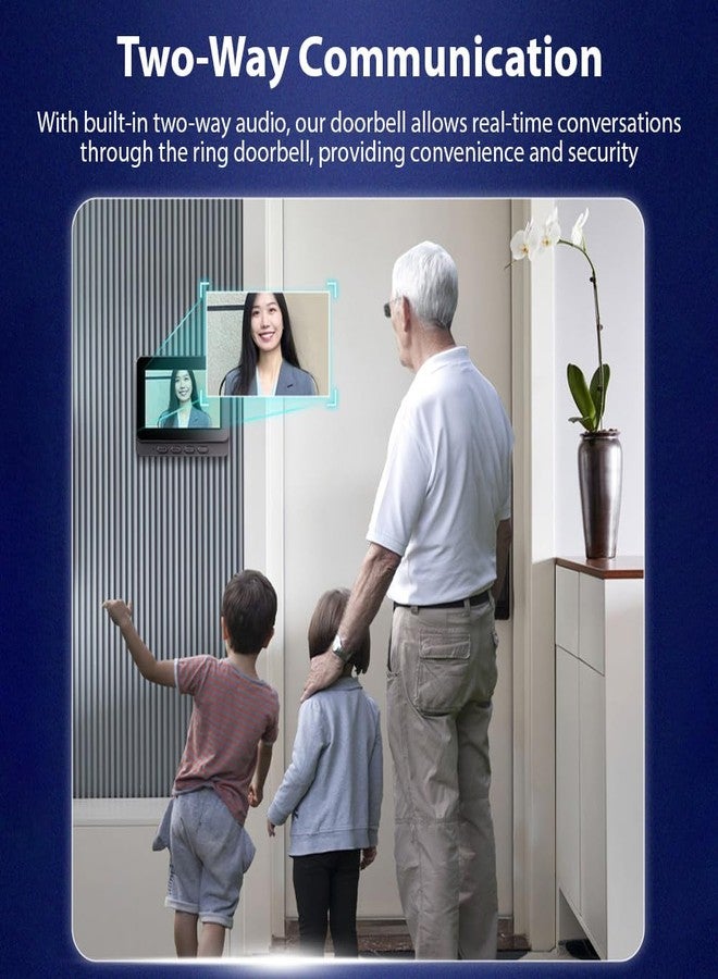 Swokely 4.3 Inch IPS Screen Wireless Doorbell with Camera Outdoor IP65 Waterproof 1080P Wireless Doorbell Intercom Infrared Night Viewing 2 Way Intercom for Home Office Villa Apartment - Image 4
