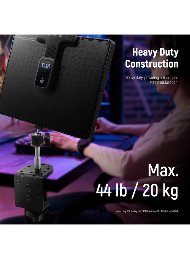 NEEWER Heavy Duty C Clamp with Mounting Column for Light Stand, Adjustable Metal Desk Clamp with 1/4" 3/8" Screws for Ring Light LED Video Light Camera, Max Load 44lb/20kg, ST-CCD1 - Image 5