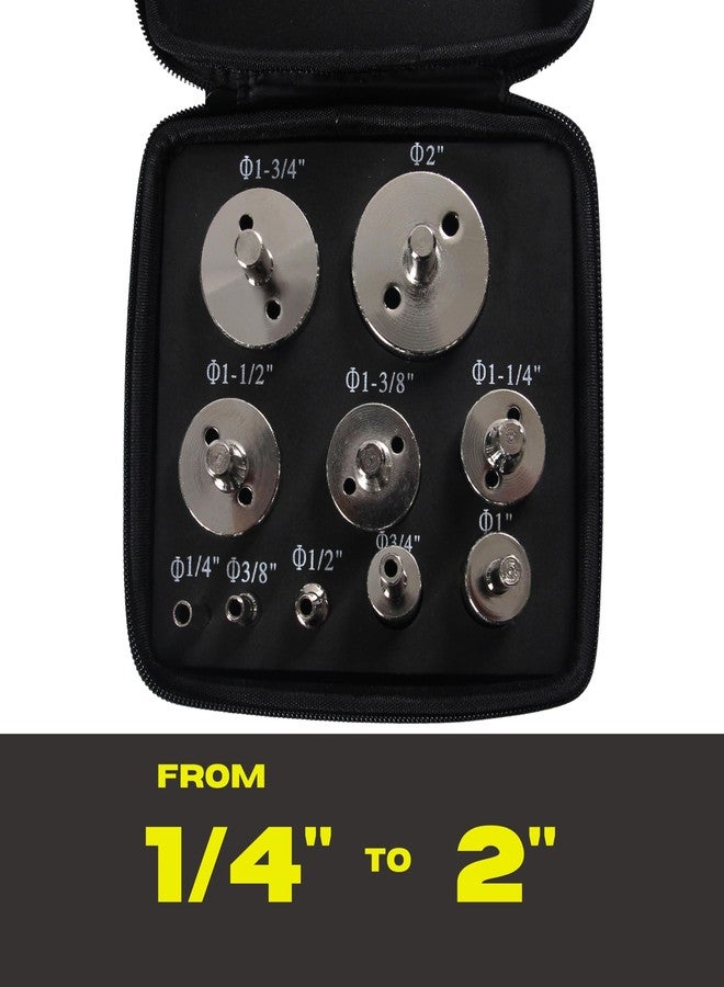 Drilax 10-Piece Diamond Hole Saw Drill Bit Set with Guide - 1/4" to 2" Sizes for Glass, Tile, Ceramic, Porcelain, Stone, Quartz, Granite Countertop Drilling Kit with Storage Case - Image 4