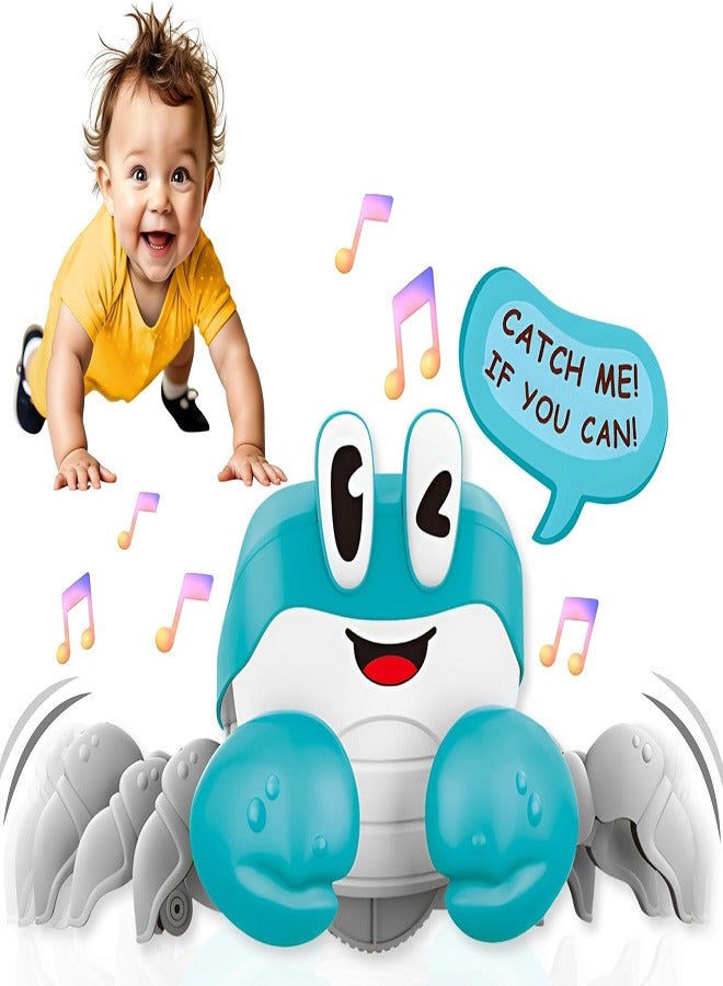 rawling Crab Baby Toys | Boys Gifts Interactive Fun for Tummy Time Moving Walking Running Musical Toddler Boys Birthday Gift Toys Blue - Image 1