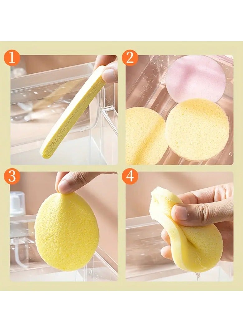 Ucanbe 48PCS Compressed Face Wash Sponges - Disposable Cleansing & Makeup Remover Sponges, Super Absorbent, Travel-Friendly (Random Colors) - Image 4
