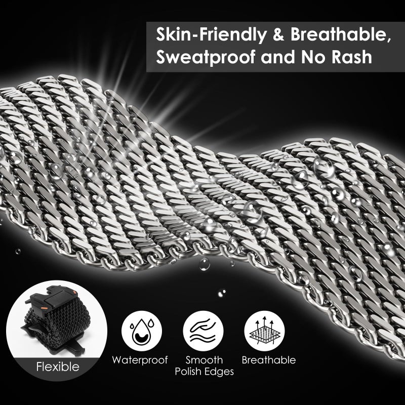 WINGLE Milanese Loop for Apple Watch Band Ultra 3/2/1 Band Ultra 49mm Series 11 10 46mm 45mm 44mm SE 3/2/1 9 8 7 6 5 4 Men Women,Parachute-Style Buckle Stainless Steel Mesh Metal iWatch Bands Titanium - Image 4