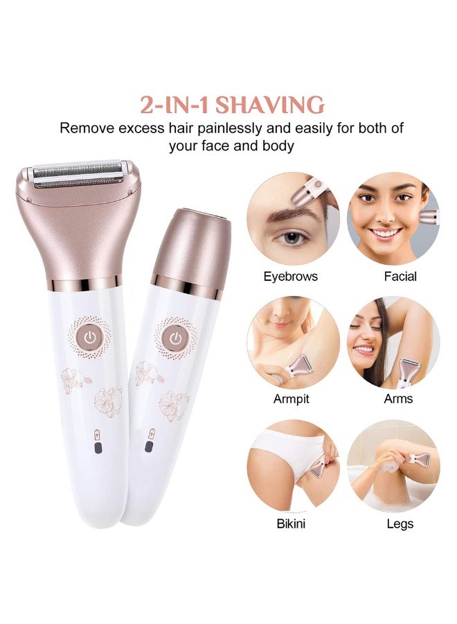ماكينة حلاقة كهربائية للنساء، ماكينة حلاقة 2 في 1 بدون ألم للاستخدام الجاف والرطب للنساء، ماكينة حلاقة محمولة مقاومة للماء لإزالة شعر الجسم - Image 2