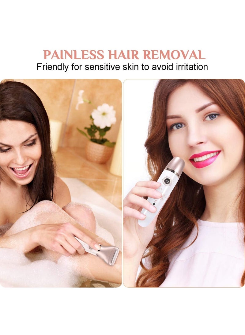 ماكينة حلاقة كهربائية للنساء، ماكينة حلاقة 2 في 1 بدون ألم للاستخدام الجاف والرطب للنساء، ماكينة حلاقة محمولة مقاومة للماء لإزالة شعر الجسم - Image 4