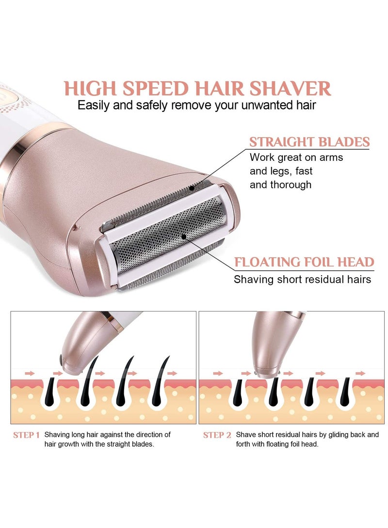 ماكينة حلاقة كهربائية للنساء، ماكينة حلاقة 2 في 1 بدون ألم للاستخدام الجاف والرطب للنساء، ماكينة حلاقة محمولة مقاومة للماء لإزالة شعر الجسم - Image 3