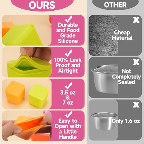 LUVCOSY Silicone Dips Containers Compatible with OmieBox, 2 Pack Salad Dressing Container To Go for Most Bento Lunch Box, Small Snack Condiment Container with Lids for kids - 4 ounces - Image 5
