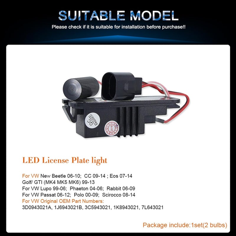 QASULER LED License Plate Light for Golf Models - Image 3