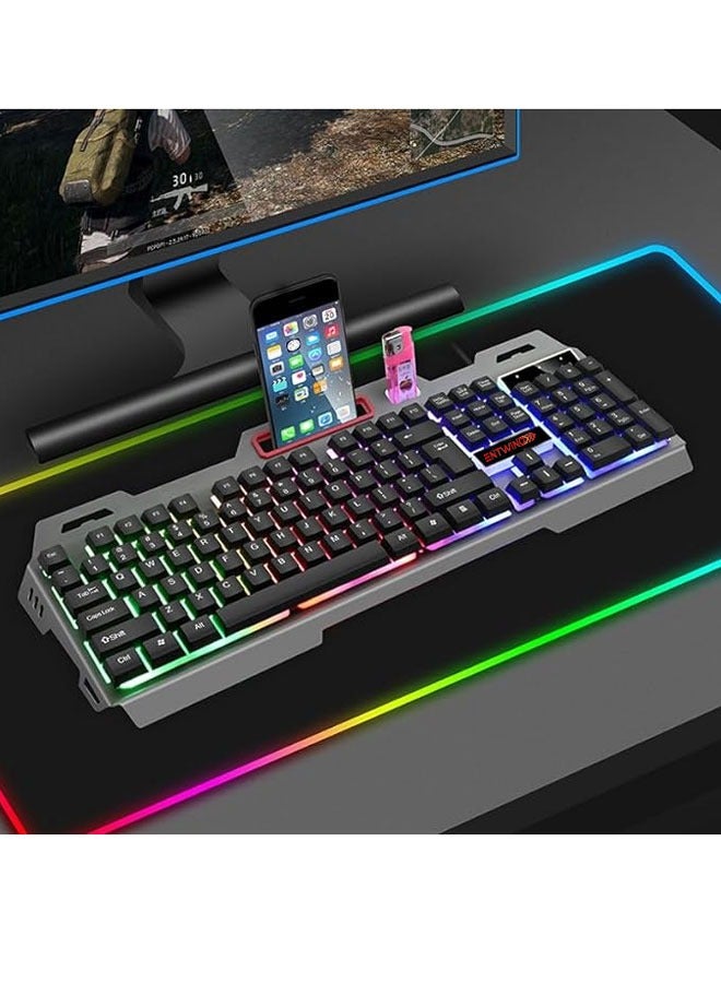 انطوينو لوحة مفاتيح سلكية للألعاب ENTWINO Ninja K19 مع هيكل معدني وأضواء، لوحة مفاتيح سلكية للألعاب USB - Image 3
