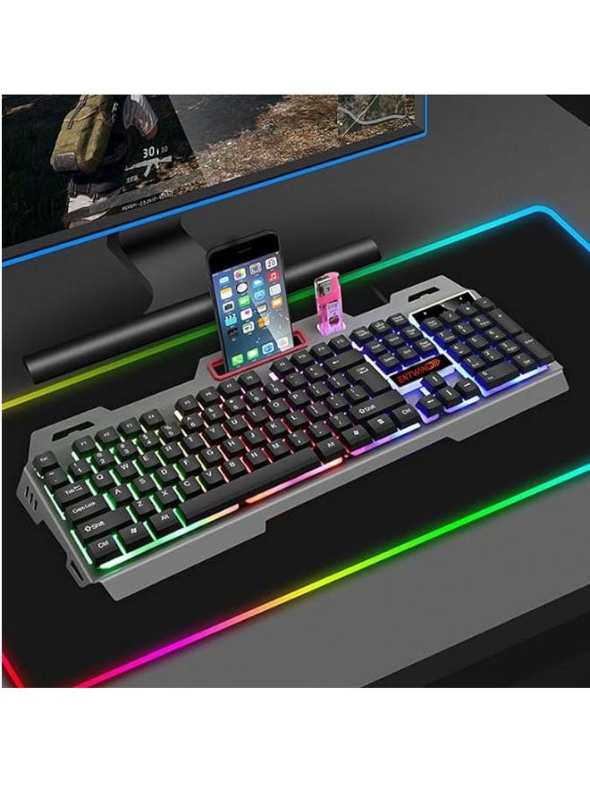 انطوينو لوحة مفاتيح سلكية للألعاب ENTWINO Ninja K19 مع هيكل معدني وأضواء، لوحة مفاتيح سلكية للألعاب USB - Image 4