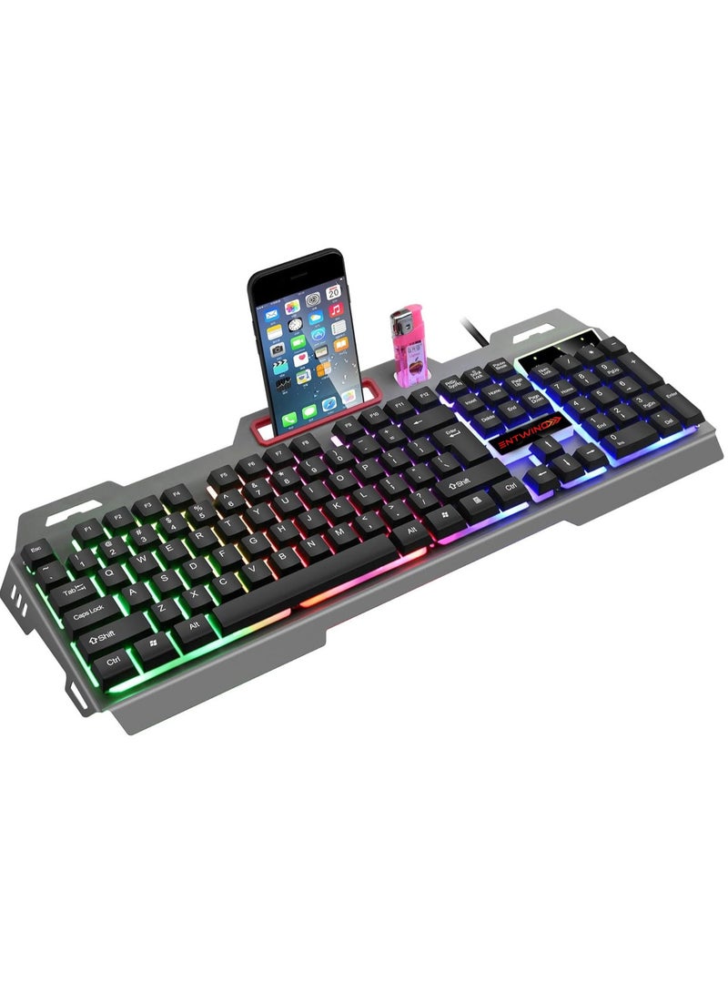 انطوينو لوحة مفاتيح سلكية للألعاب ENTWINO Ninja K19 مع هيكل معدني وأضواء، لوحة مفاتيح سلكية للألعاب USB - Image 5