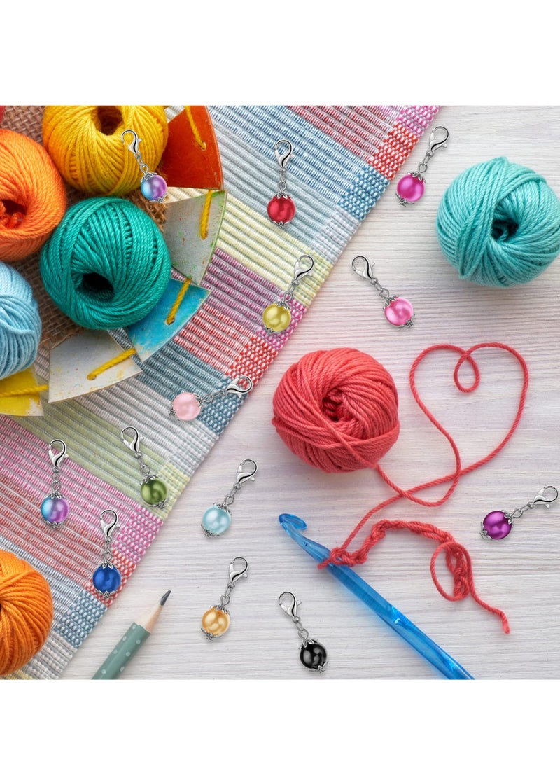 SYOSI 12Pcs Stitch Markers with Lobster Clasp, Beads Stitch Markers Knitting Accessories Knitting Crochet Tools for DIY Handmade Bracelet, Necklace, Zipper Tab  - Image 3