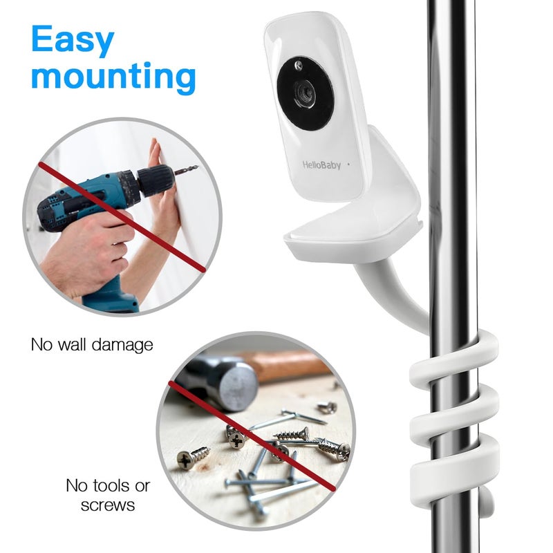 Aobelieve Flexible Clip Clamp Mount for HelloBaby HB50 Baby Monitor Camera - Image 4