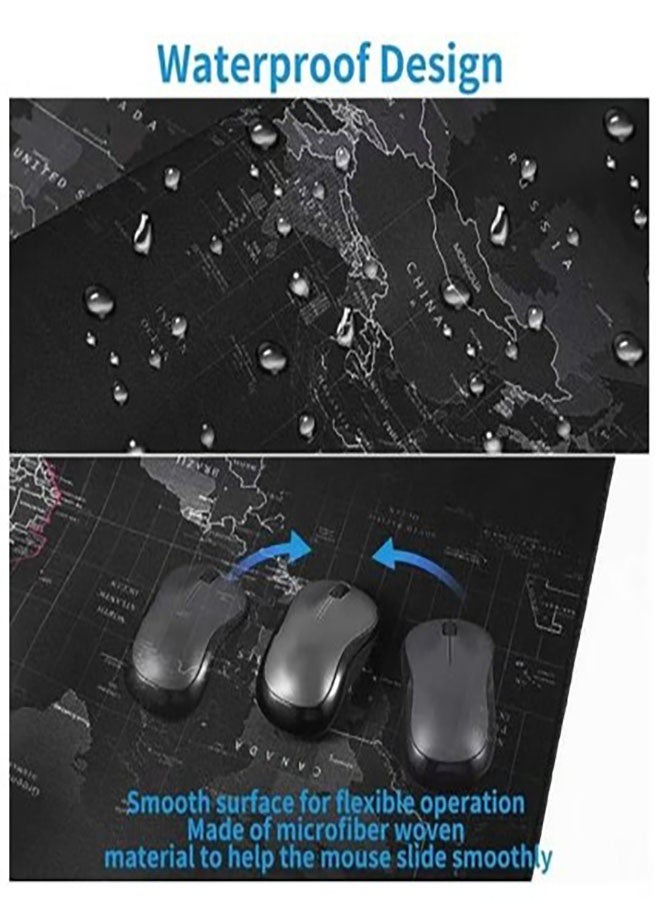 قاعدة ماوس كبيرة بتصميم خريطة العالم للكمبيوتر او اللابتوب (80  × 30 سم ) سميكة ممتدة مضادة للانزلاق ومقاومة للانسكاب مع سطح عالي الدقة وحواف مخيطة بحرفية جيدا لعدم تأكل الاطراف ماوس باد بتصميم خريطة العالم - Image 3