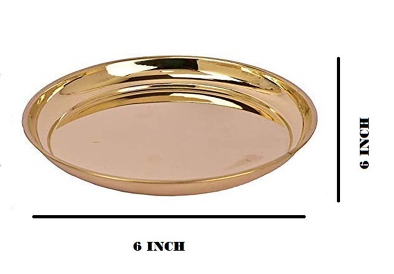 Skywalk Handmade Brass Puja Thali/Pure Brass Pooja Plate (Size-6 Inch) (6X6, 4) - Image 2