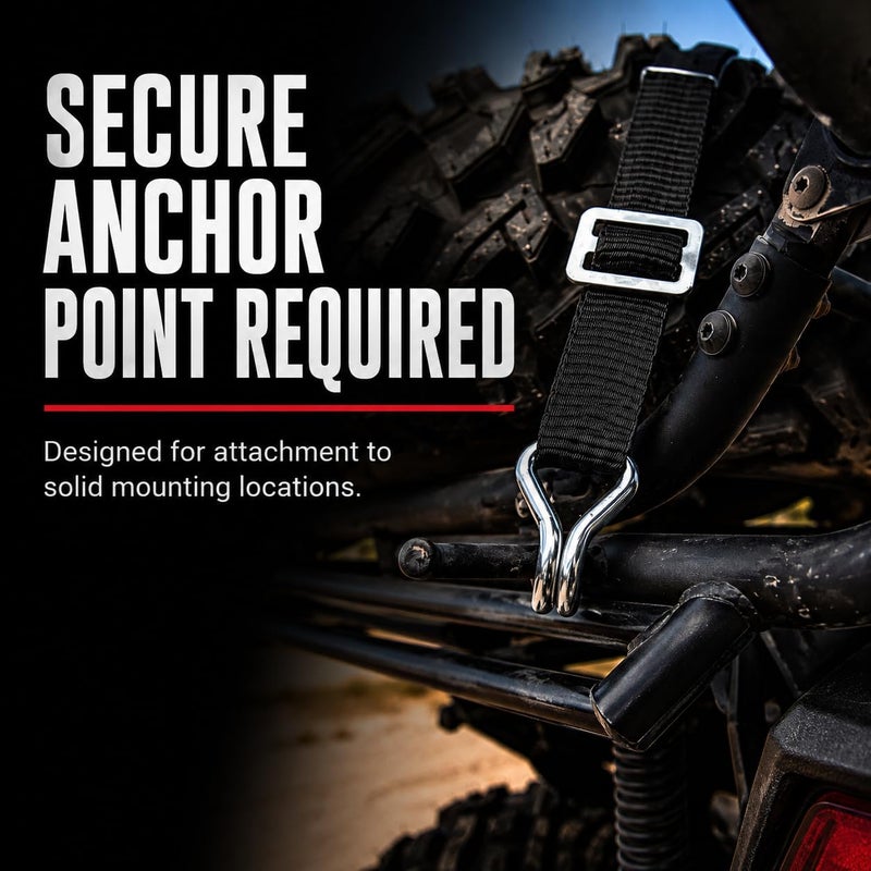 Straight Jacket Crew Y Strap for Spare Tire - Heavy Duty Spare Tire Strap for UTV, Offroad Accessories & Roof Rack, 3 Way Ratchet Strap Tie Down- 1.6" Wide, Can Secure Up to 40" Tire (Black) - Image 5
