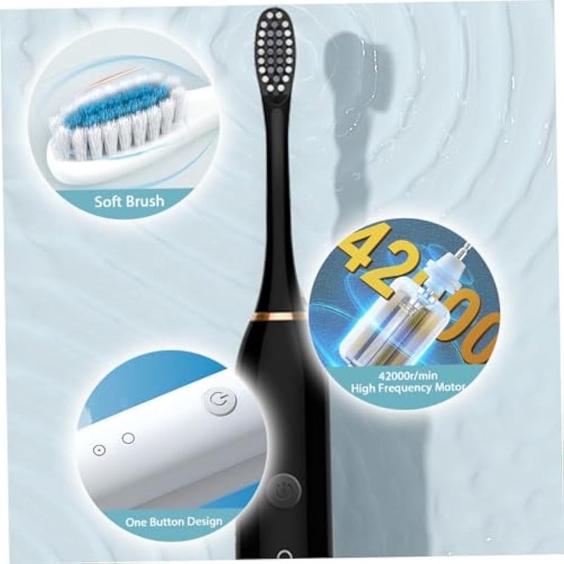 Porgeel Electric Toothbrushes Adults Rechargeable Toothbrush with 4 Brush Heads and 6 Cleaning Modes Low Noise Waterproof Whiten Black - Image 3