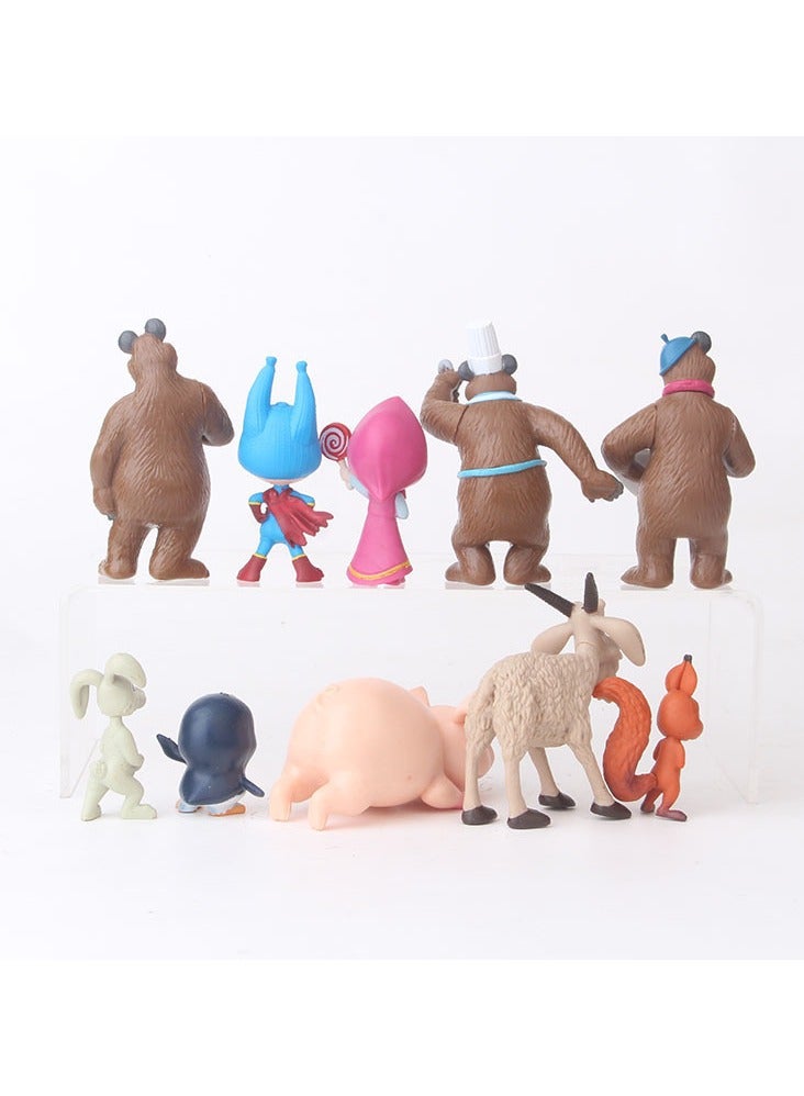 10 قطع مجسم ماشا والدب ماشا والدب ألعاب مجسمات أنيمي - Image 3