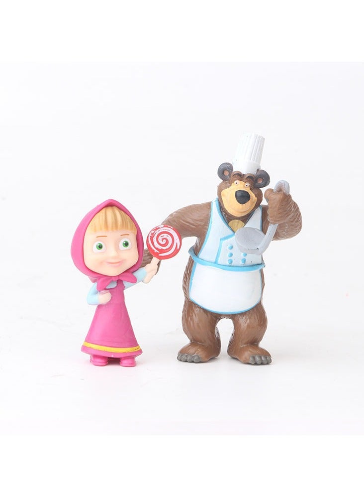 10 قطع مجسم ماشا والدب ماشا والدب ألعاب مجسمات أنيمي - Image 4