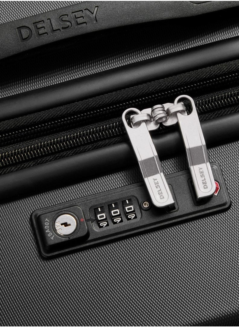 DELSEY - Christine Hardside Expendable Double wheel luggage cabin trolley suitcase 55cm/22Inch, 3.0kg, 38+5L black - Small - Image 1