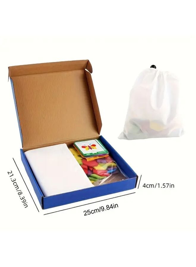 Wooden Geometric Shapes Puzzle Set With 24 Cards For Logical Thinking Skills - Image 2