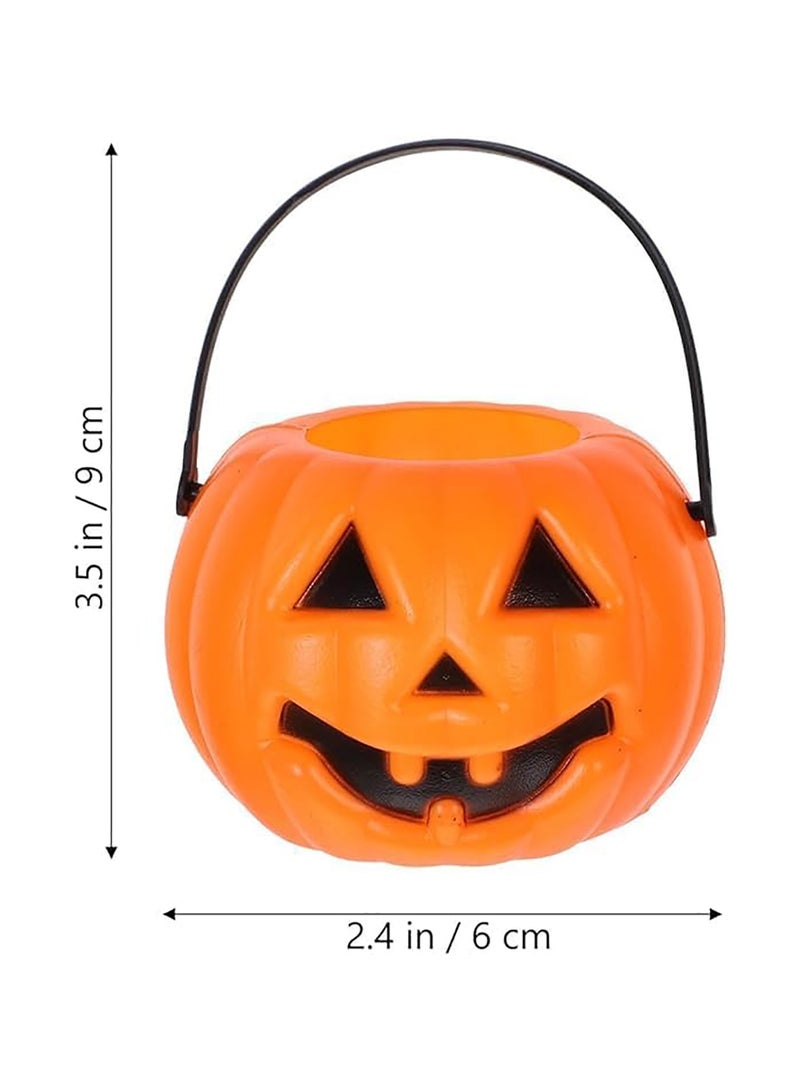 Pumpkin Candy Buckets 4-PCS Plastic Pumpkin Buckets Pumpkin Candy Bags Halloween 7" x 5.5" - Image 5