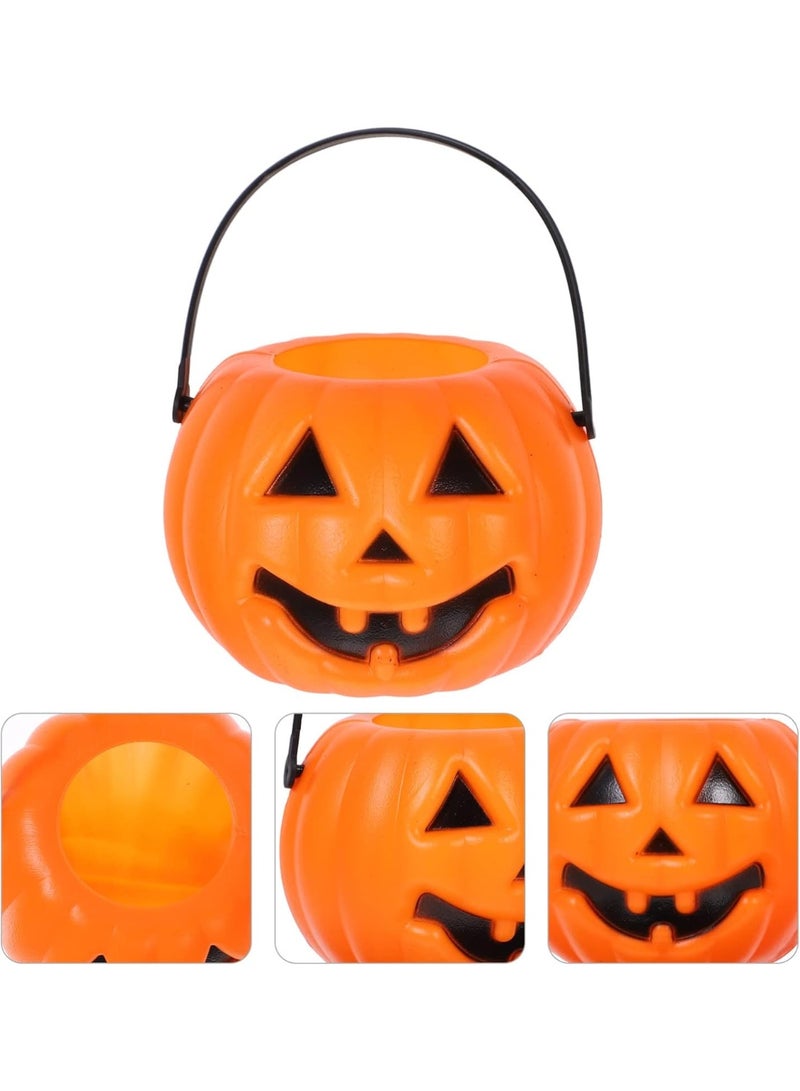 Pumpkin Candy Buckets 4-PCS Plastic Pumpkin Buckets Pumpkin Candy Bags Halloween 7" x 5.5" - Image 4