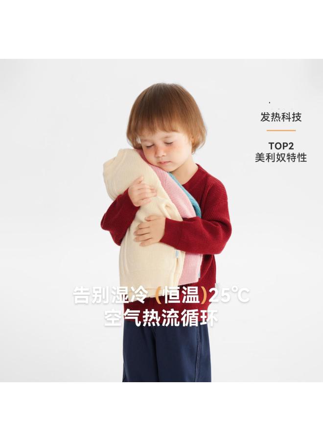 Merino Wool Sweater] Baby Sweater Winter Style Boys' Base Layer Solid Color Children's Top New Year Outfit Girls' - Image 3