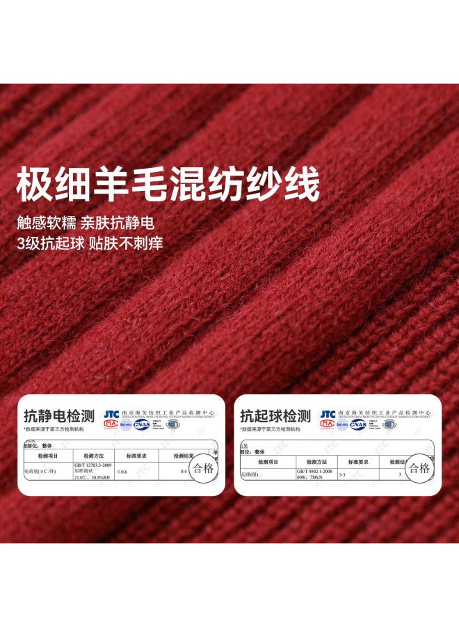 Merino Wool Sweater] Baby Sweater Winter Style Boys' Base Layer Solid Color Children's Top New Year Outfit Girls' - Image 5