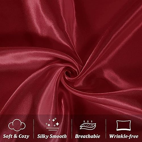 Rylan Pillow Cover RYLAN Satin Silk Pillow Cover for Hair and Skin 2 Piece with 3 Piece |Silk Pillow Covers with Envelope Closure end Design|Silk Pillow Cases 600 TC (Maroon) - Image 3