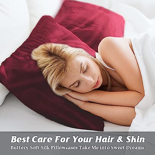 Rylan Pillow Cover RYLAN Satin Silk Pillow Cover for Hair and Skin 2 Piece with 3 Piece |Silk Pillow Covers with Envelope Closure end Design|Silk Pillow Cases 600 TC (Maroon) - Image 5