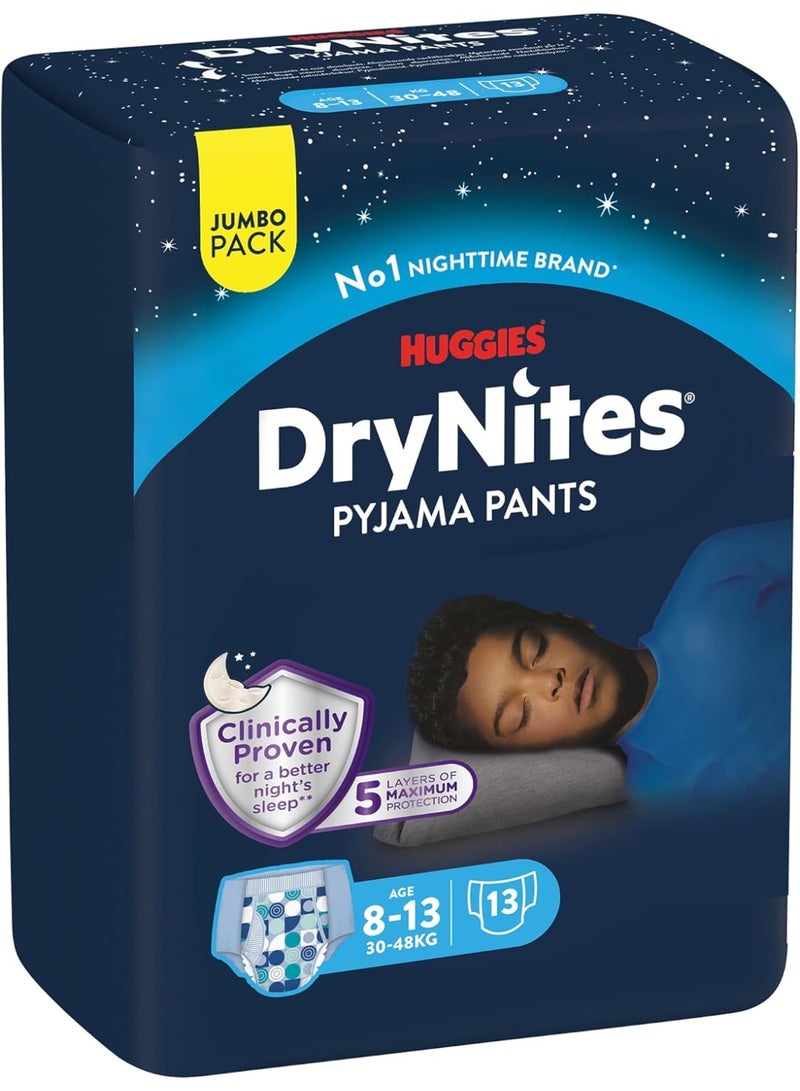 HUGGIES DryNites Bedwetting Pyjama Pants for Boys & Girls, Age 8-13 Years (30-48 kg), Jumbo Pack of 13, Clinically Proven for a Better Night's Sleep - Image 2