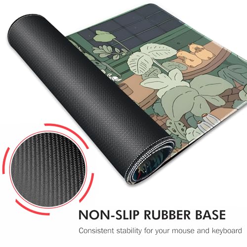 Galdas Gaming Mouse Pad XXL XL Large Long Extended Big Mousepad Non-Slip Rubber Keyboard Mouse Pad with Stitched Edges for Laptop Home Office (31.5x11.8x0.08 Inch) … (Green Window) - Image 5