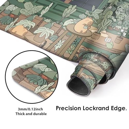 Galdas Gaming Mouse Pad XXL XL Large Long Extended Big Mousepad Non-Slip Rubber Keyboard Mouse Pad with Stitched Edges for Laptop Home Office (31.5x11.8x0.08 Inch) … (Green Window) - Image 4