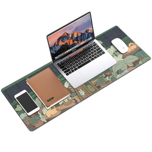 Galdas Gaming Mouse Pad XXL XL Large Long Extended Big Mousepad Non-Slip Rubber Keyboard Mouse Pad with Stitched Edges for Laptop Home Office (31.5x11.8x0.08 Inch) … (Green Window) - Image 3