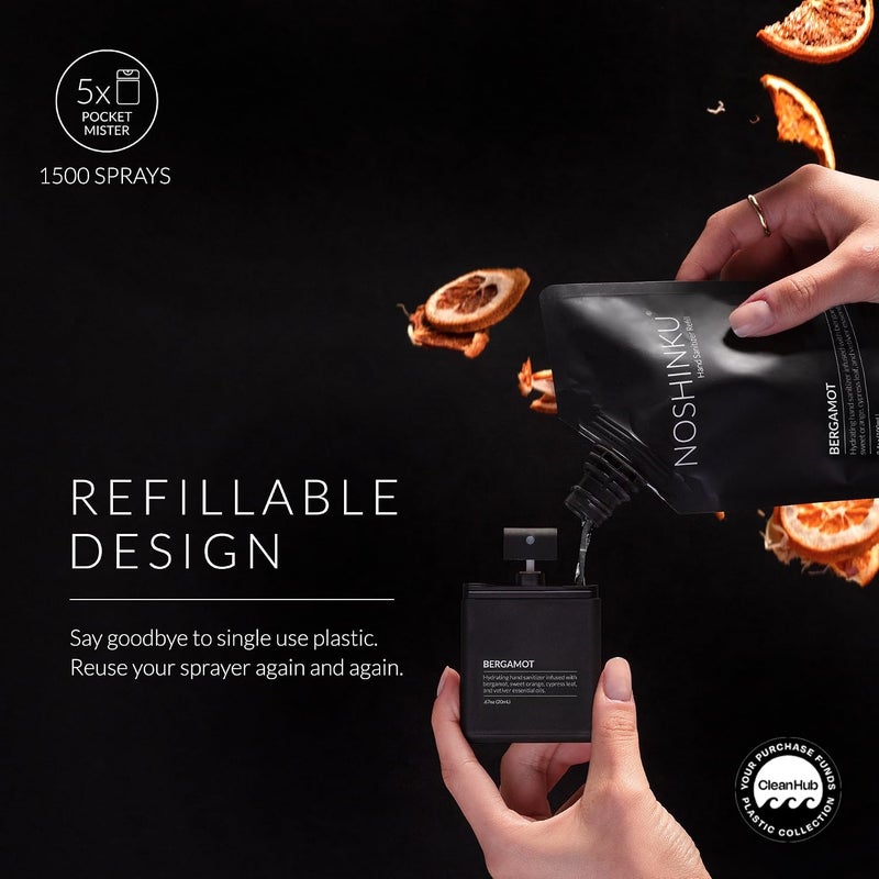 Light durable upgraded substance - Refillable Hand Sanitizer Bergamot 3-Pack, Travel Size Spray with Hydrating Botanical Oils, Natural Ingredients, All Natural Fragrances, Sugarcane Derived Alcohol, No Parabens, No Dyes All-round unified build - Image 2