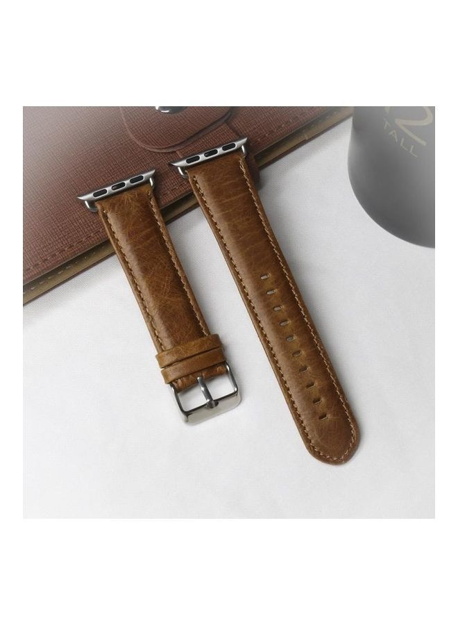 NIBEMINENT Replacement Watchband for Apple Watch Series 7/6/5/4/3/2/1/SE 38/40/41mm Light Brown - Image 1