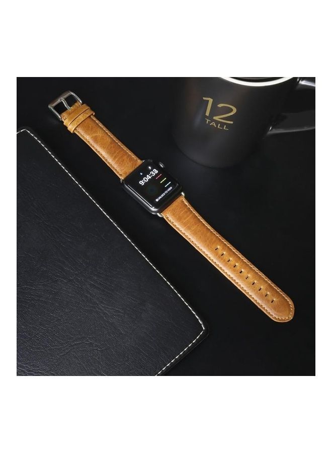 NIBEMINENT Replacement Watchband for Apple Watch Series 7/6/5/4/3/2/1/SE 38/40/41mm Light Brown - Image 2