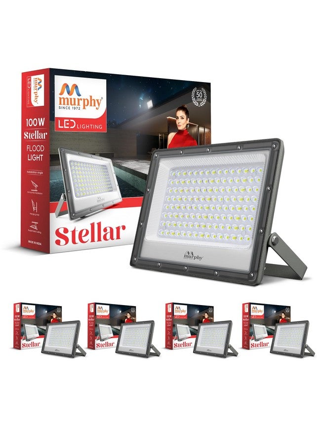 MURPHY Murphy Stellar 100W LED Flood Light with 2-Year Warranty | Cool White | High Brightness Outdoor LED for Security, Landscape, Warehouse, Backyard| IP66 Waterproof | BIS Approved - Pack of 5  - Image 1