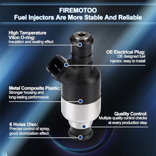 FIREMOTOO Fuel Injectors Pack of 8 6 Holes for Chevy Camaro Caprice Corvette Impala for Cadillac Fleetwood for Buick Roadmaster for Pontiac Firebird 57L V8 1994 1995 1996 1997 - Image 3